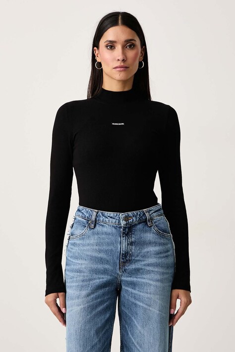 Guess Jeans Longsleeve damski bawełniany z elastanem czarny W6BP06 K5471
