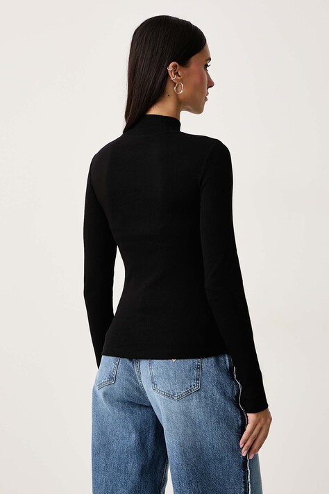 Guess Jeans Longsleeve damski bawełniany z elastanem czarny W6BP06 K5471