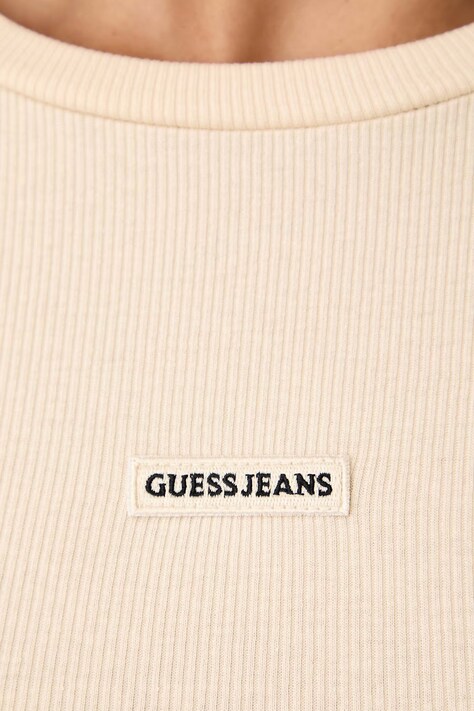 Guess Jeans Longsleeve damski z bawełną beżowy W6BP05 K5470