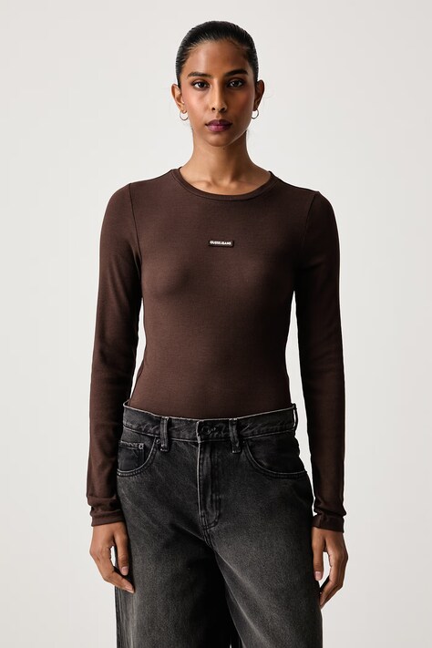 Guess Jeans Longsleeve damski z bawełną brązowy W6BP05 K5470