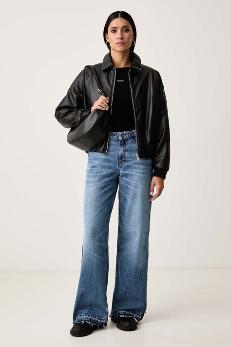Guess Jeans Longsleeve damski z bawełną czarny W6BP05 K5470