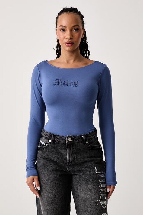 Juicy Couture Μακρυμάνικο γυναικείο με μοντάλ MIA BOAT NECK μωβ JCWCT226329