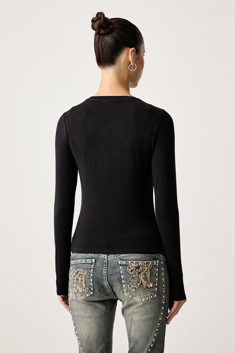 Juicy Couture лонгслів жіночий з віскозою DIAMANDE DOG CREST — фото 3