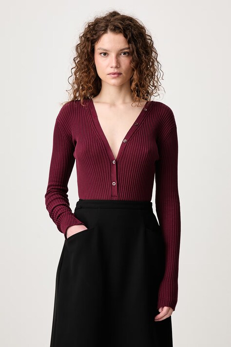 MUGLER Kombinezon bawełniany damski bordowy 26F2BO02901147