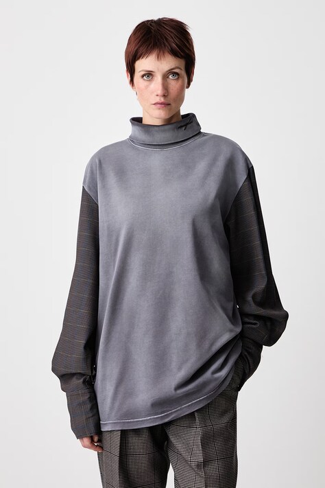 MUGLER Блузка жіноча бавовняна з ефектом прання сіра 26F3TS01296032