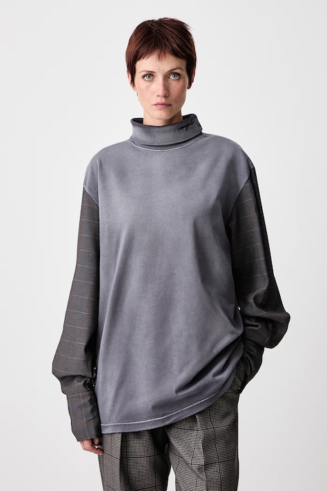 MUGLER Halenka dámská bavlněná s vybledlým efektem šedá 26F3TS01296032