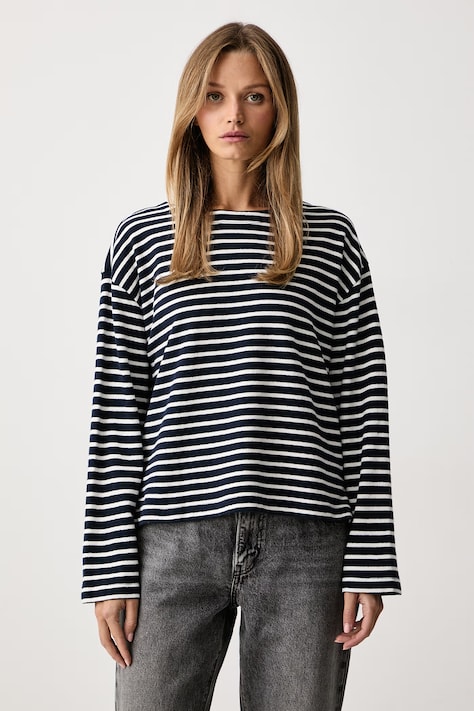 Levi's Majica z dolgimi rokavi ženska bombažna ESME RELAXED LS mornarsko modra 0088G
