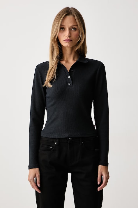 Levi's Majica z dolgimi rokavi ženska z modalom RORY LS črna 0087H