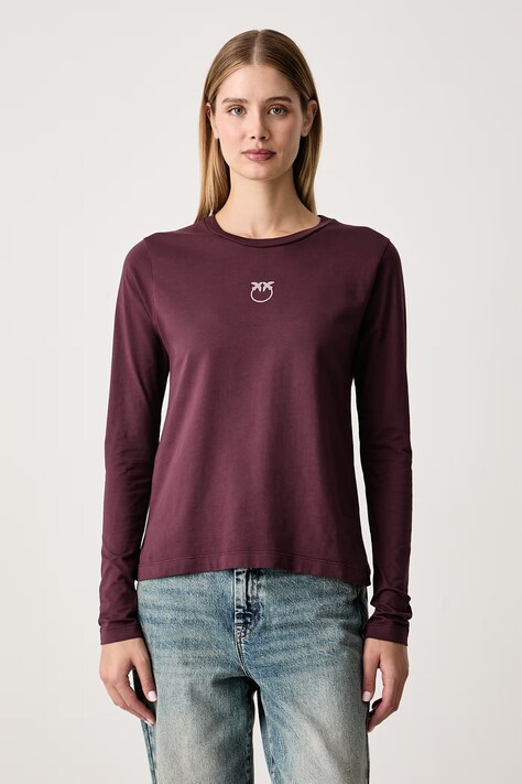 Pinko Longsleeve damski bawełniany bordowy 107292 A3HP