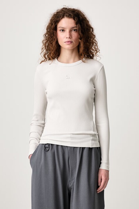 Maison Kitsuné Longsleeve damski bawełniany z elastanem Baby Fox szary MRWJT03KA0052