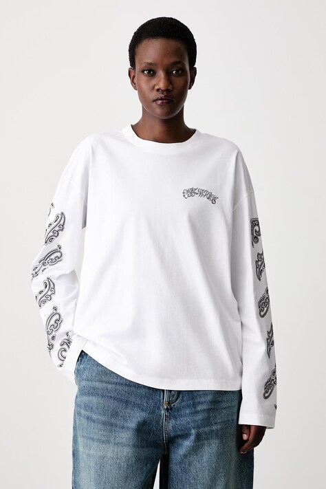 Off-White Majica dugih rukava za žene od pamuka Paisley Diags bijela 2FB00426T