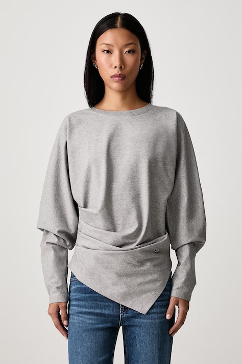 GANNI Longsleeve pentru femei din bumbac cu elastan gri A1040543