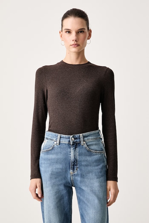 Marc O'Polo Longsleeve damski brązowy 5000015642