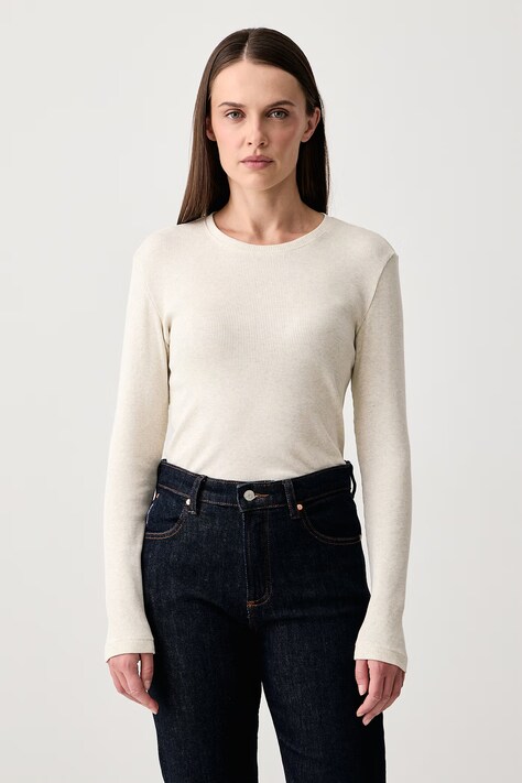 Marc O'Polo Longsleeve damski z bawełną beżowy 5000012312
