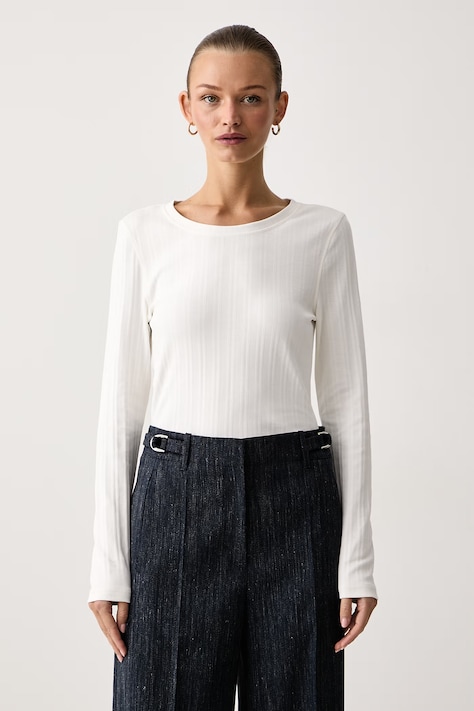 Marc O'Polo Longsleeve damski bawełniany biały 5000012245