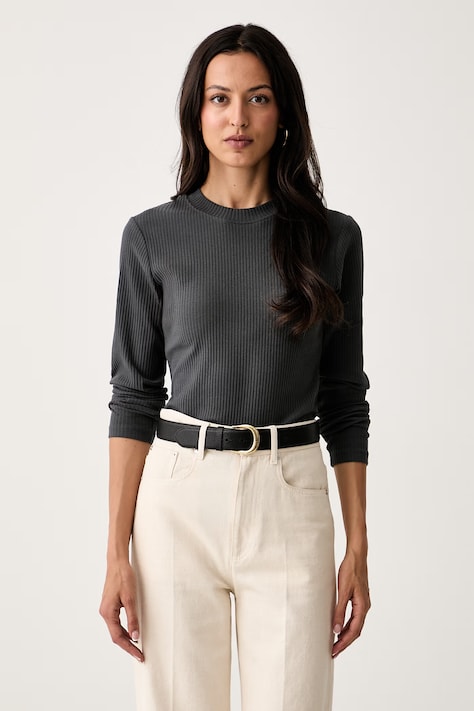 Marc O'Polo longsleeve damski bawełniany z elastanem szary 5000007907