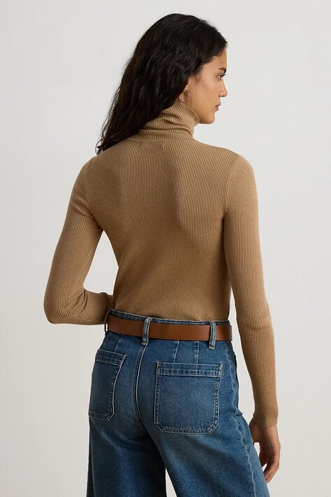 Lauren Ralph Lauren Longsleeve damski z bawełną beżowy 200B22258