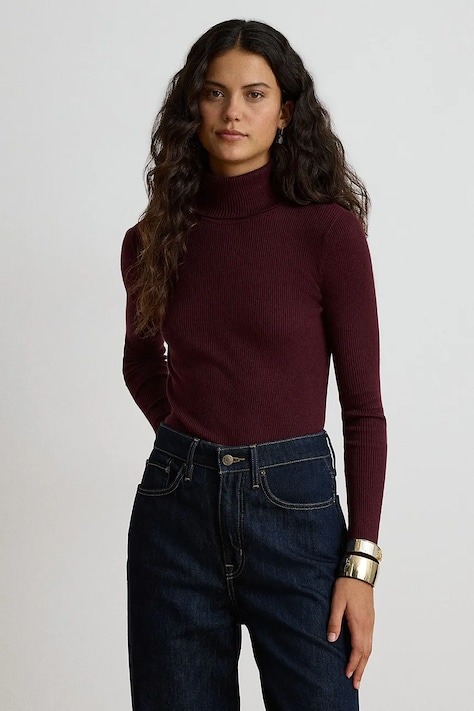 Lauren Ralph Lauren Longsleeve damski z bawełną bordowy 200B22258