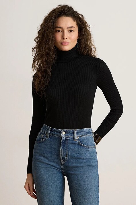 Lauren Ralph Lauren Longsleeve damski z bawełną czarny 200B22258