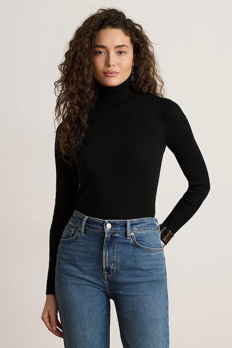 Lauren Ralph Lauren Longsleeve damski z bawełną czarny 200B22258
