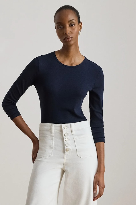 Lauren Ralph Lauren Longsleeve damski z bawełną granatowy 200680399