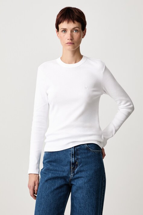Carhartt WIP Блуза с дълги ръкави дамска от памук с еластан Philipa T-Shirt бяла I037165