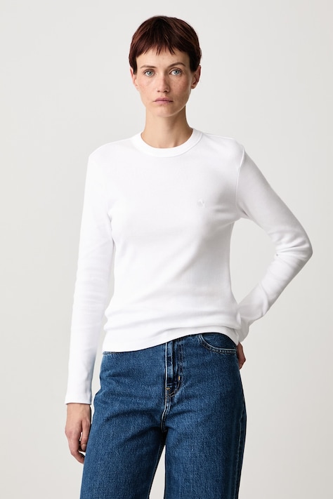Carhartt WIP Блуза с дълги ръкави дамска от памук с еластан Philipa T-Shirt бяла I037165