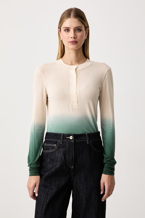 Max&Co. Longsleeve damski z lyocellu LACUNA zielony 2626946023200
