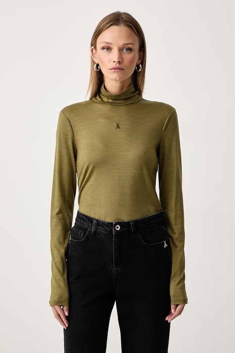Patrizia Pepe Longsleeve damski wełniany zielony 2M0014 J0084