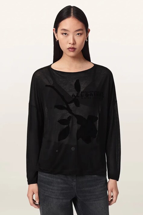 AllSaints Koszulka damska z modalu ATHEA RITA TEE czarna W051JF