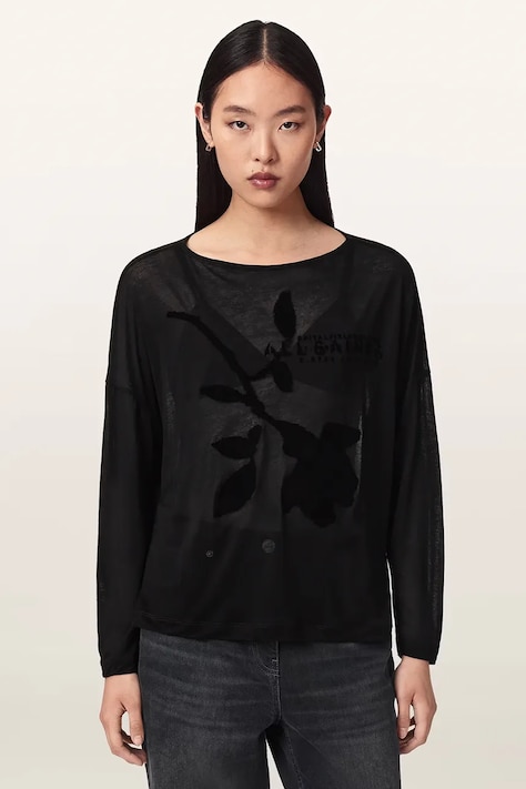 AllSaints Koszulka damska z modalu ATHEA RITA TEE czarna W051JF