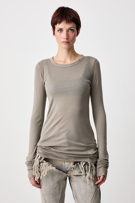 Rick Owens DRKSHDW Majica dugih rukava ženska pamučna Basic siva DS02F6217 BH