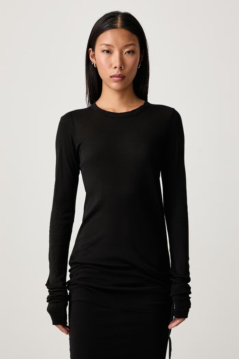 Rick Owens DRKSHDW Μακρυμάνικο γυναικείο βαμβακερό Basic μαύρο DS02F6217 BH