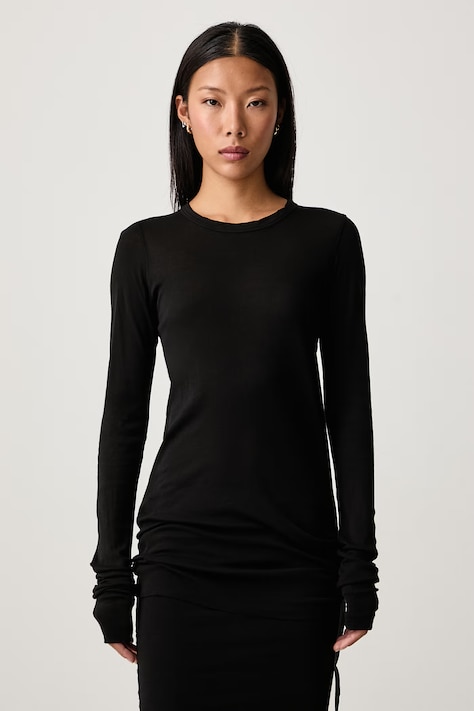 Rick Owens DRKSHDW Μακρυμάνικο γυναικείο βαμβακερό Basic μαύρο DS02F6217 BH