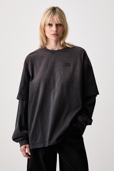 GANNI longsleeve damski bawełniany szary A1050044