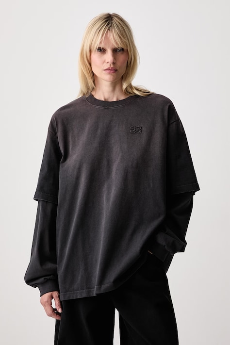 GANNI longsleeve damski bawełniany szary A1050044