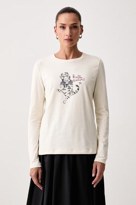 Weekend Max Mara Longsleeve damski z bawełną WKDVICINO beżowy 2625946052600