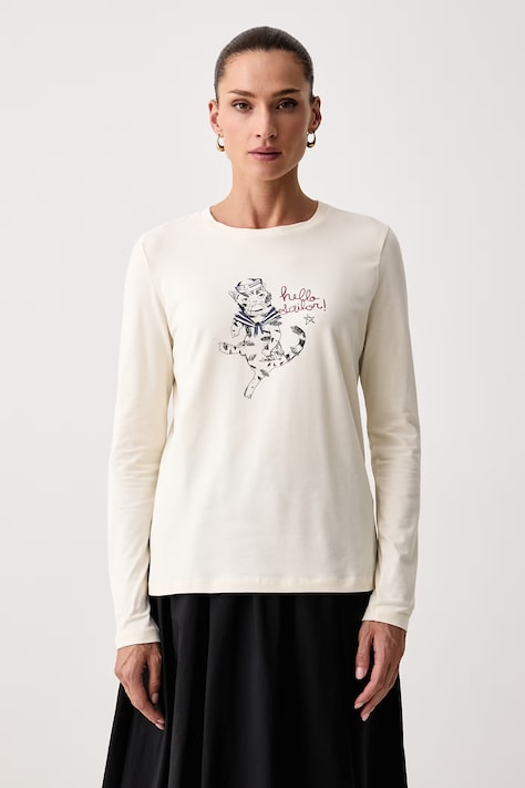 Weekend Max Mara Longsleeve damski z bawełną WKDVICINO beżowy 2625946052600