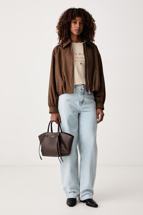 Weekend Max Mara Longsleeve damski bawełniany z elastanem WKDCESTINO brązowy 2625946042600