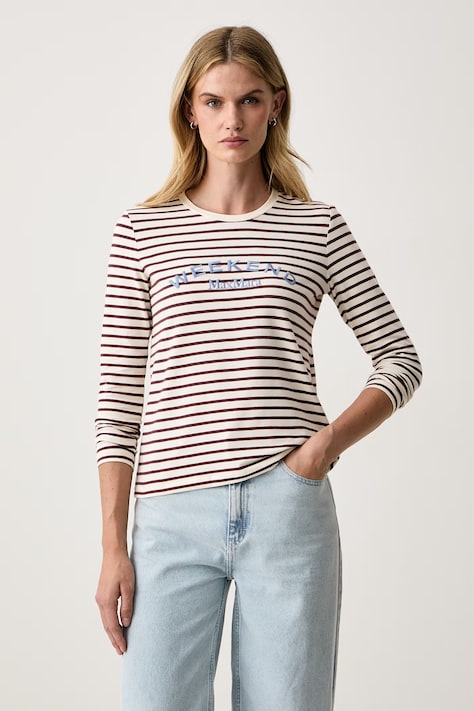 Weekend Max Mara Longsleeve pentru femei din bumbac cu elastan WKDCESTINO burgundia 2625946042600