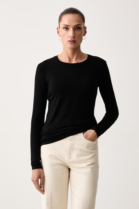 Weekend Max Mara Longsleeve damski z wiskozą WKDMULTIE czarny 2625946032600