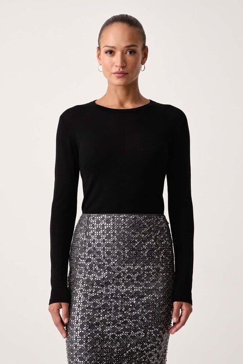 Weekend Max Mara Longsleeve damski z wełną WKDPATTO czarny 2625946022600