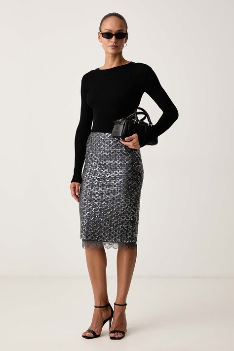 Weekend Max Mara Longsleeve damski z wełną WKDPATTO czarny 2625946022600