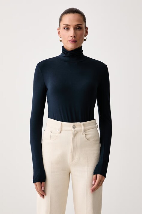 Weekend Max Mara Longsleeve damski z wiskozą WKDMULTIF granatowy 2625946012600