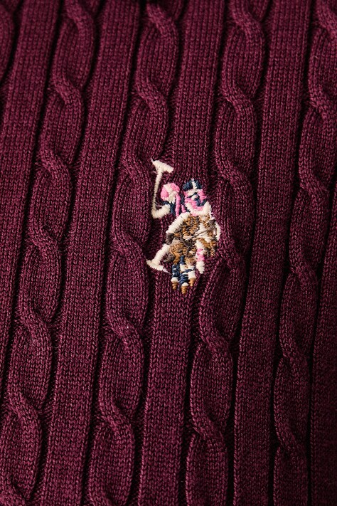 U.S. Polo Assn. светр loungwear жіночий з віскозою CABLE KNIT — AW26-BUDZP1, бордо — фото 4