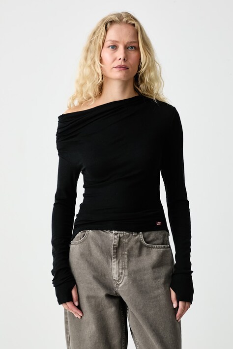 Miss Sixty Longsleeve damski z dodatkiem wełny czarny 6M3SJ16100