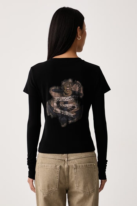 Miss Sixty Longsleeve damski z bawełną czarny 6M3SJ15800