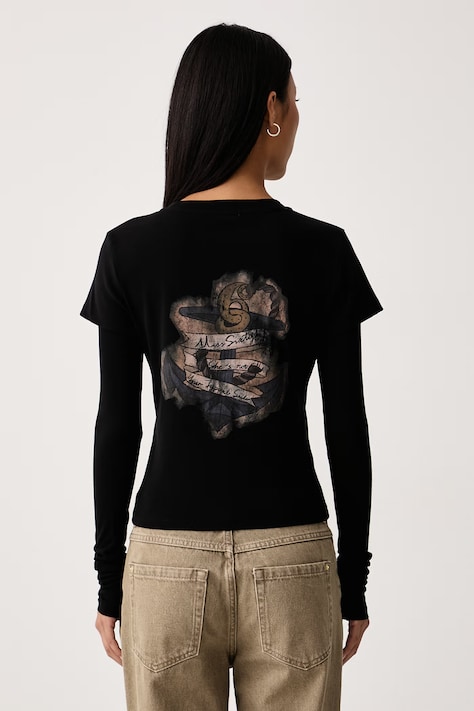 Miss Sixty Longsleeve damski z bawełną czarny 6M3SJ15800