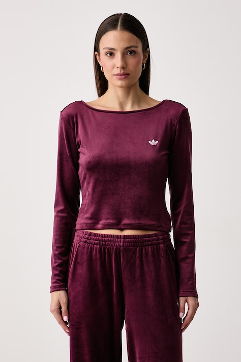 adidas Originals Longsleeve damski welurowy Essentials Velour bordowy KR9145
