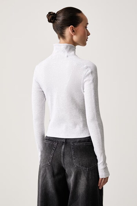 Tommy Jeans Longsleeve damski bawełniany z elastanem szary DW0DW23251
